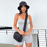 Solid Color Slim Fit Backless Sling Jumpsuit